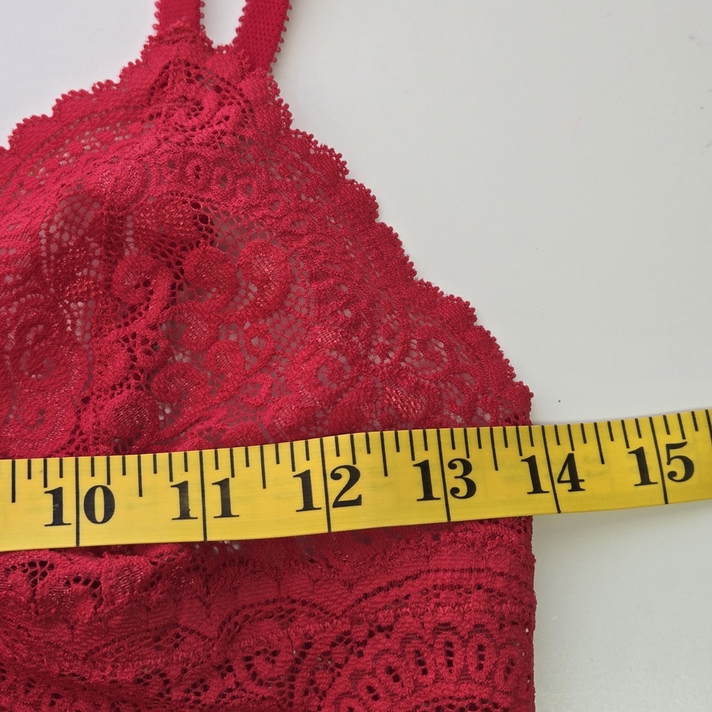Victoria's Secret Vintage Red Long Lace Bralette Bra Size M Semi Sheer - Picture 6 of 7